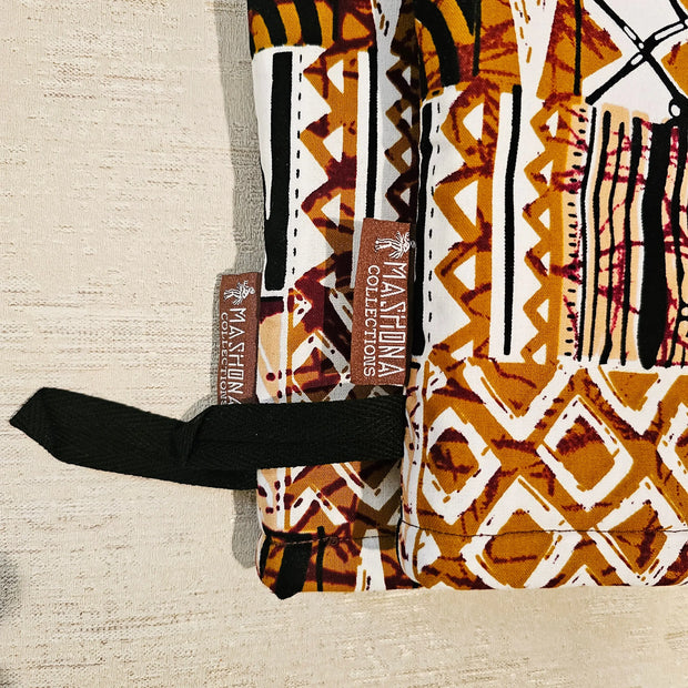 Set of 2 Oven Gloves | Handmade "Mudcloth" Bogolan Print Inspired African Print-3