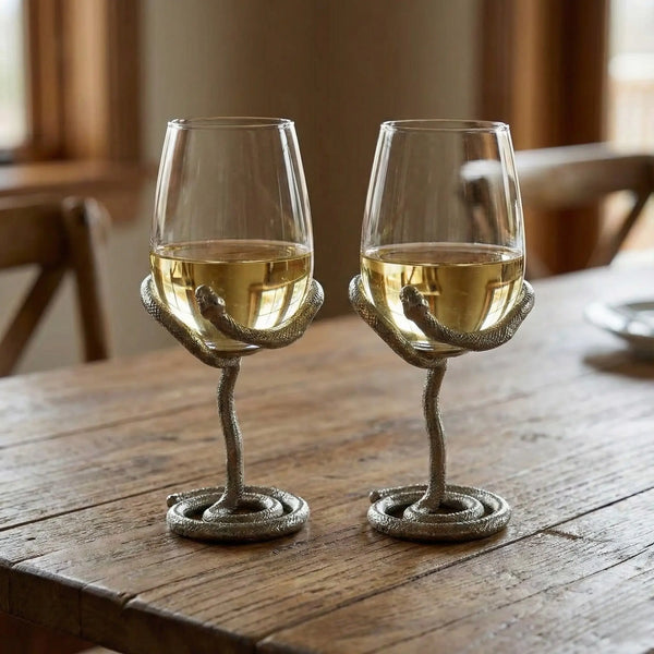 Set of 2/Set of 4 - Snake Wine Glasses-0