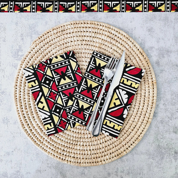 Set of 4 / 8 Napkins | 40x40cm | African Print, Ankara Wax, 100% Cotton-0