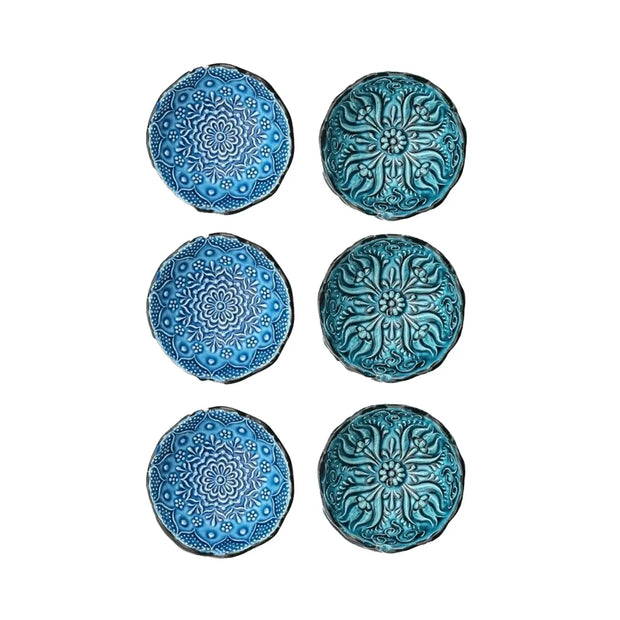 Set of 6 Ceramic Dip Bowls – Iznik, Aegean Whirl – 8cm-2