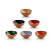 Set of 6 Terracotta Dip Bowls – Ruabon, Mixed Glazes – 8cm-0