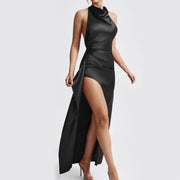 Sexy Slit Lace-up Backless Ruffle Hip Long Dress - Memoriex 