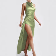 Sexy Slit Lace-up Backless Ruffle Hip Long Dress - Memoriex 