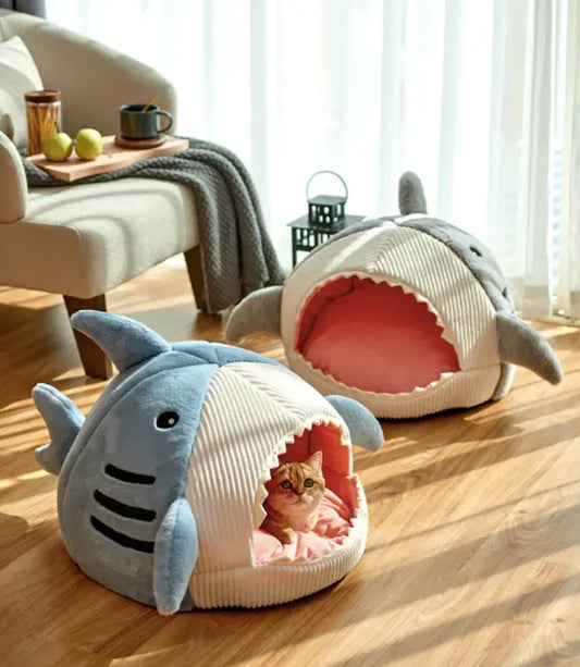 Shark Shape Cat Dog Bed House-0