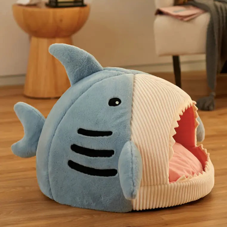 Shark Shape Cat Dog Bed House-1