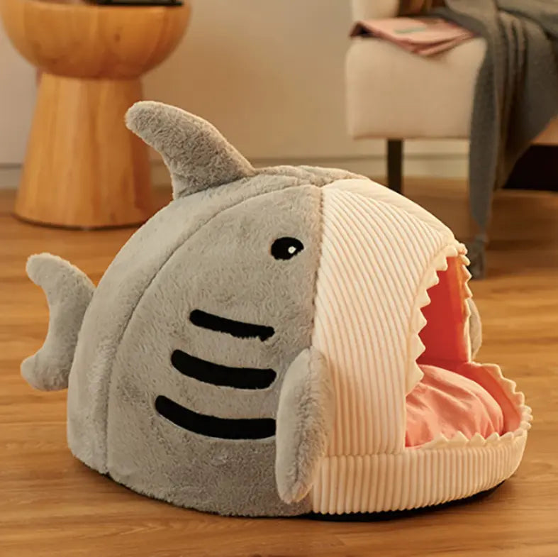 Shark Shape Cat Dog Bed House-2