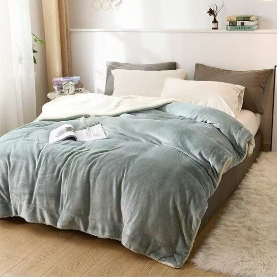 Sherpa Lambswool Thickened Double Layer Flannel Blanket - Memoriex 