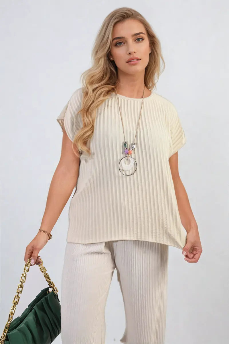 Short Sleeve Pleated Top - Memoriex 