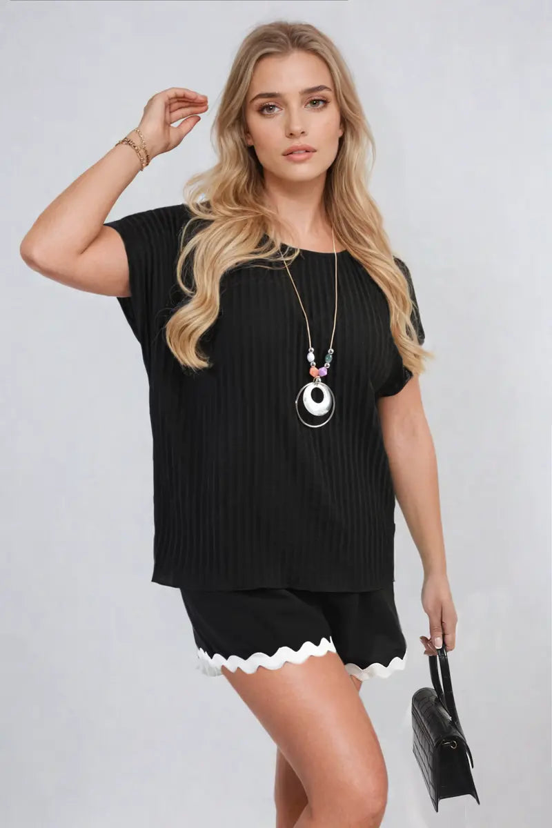 Short Sleeve Pleated Top - Memoriex 