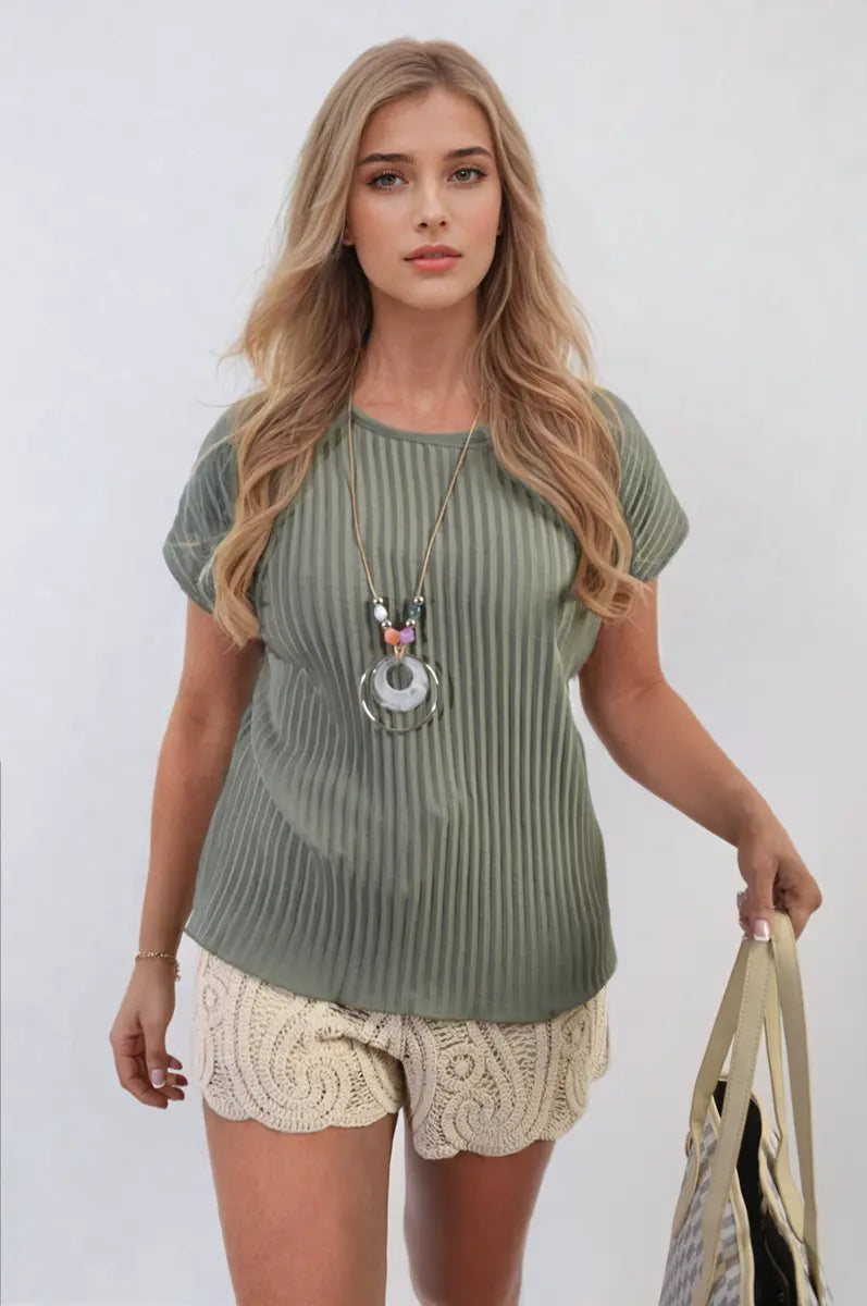 Short Sleeve Pleated Top - Memoriex 