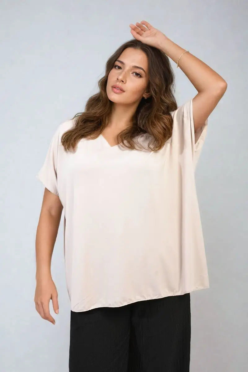 Short Sleeve V-Neck Loose Top-5