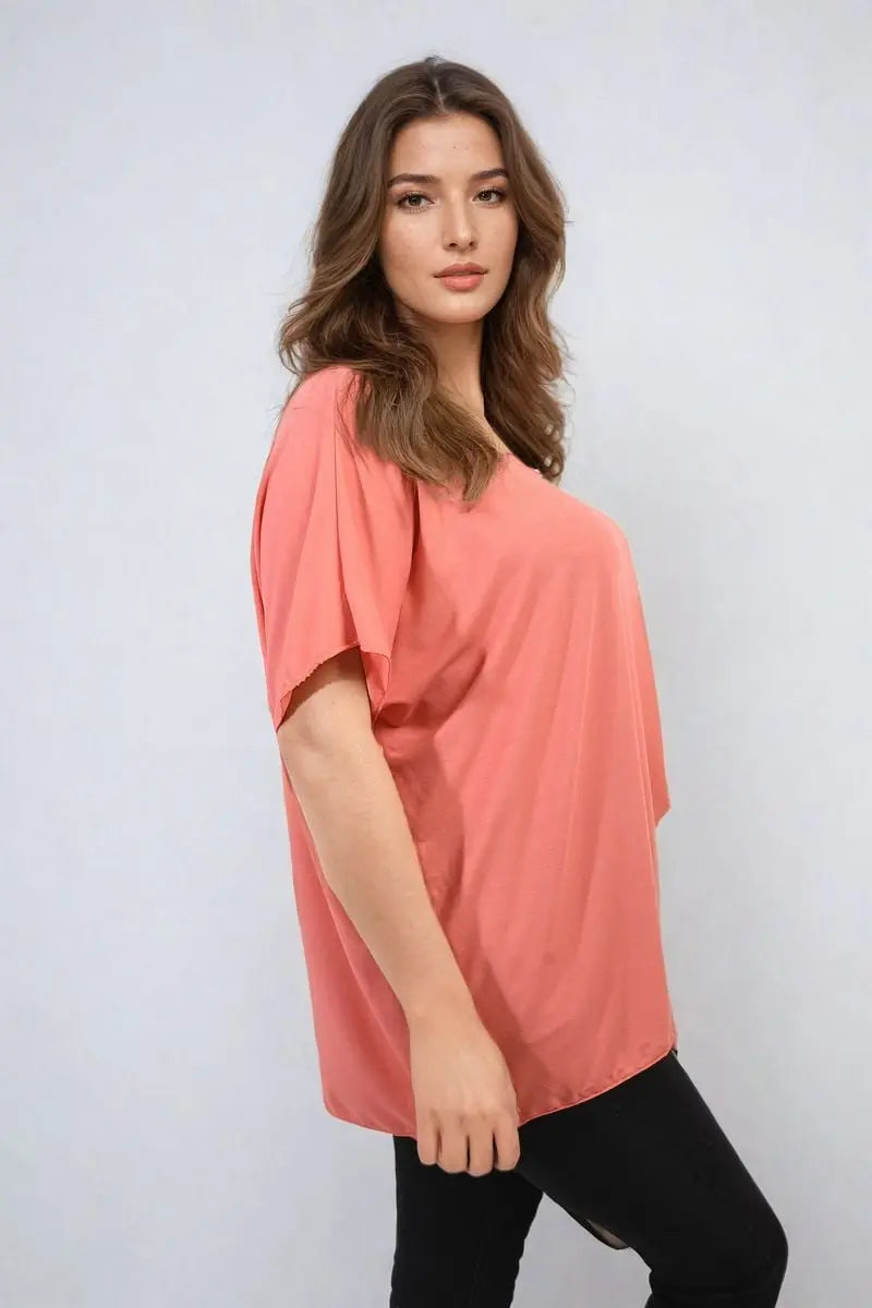 Short Sleeve V-Neck Loose Top-7