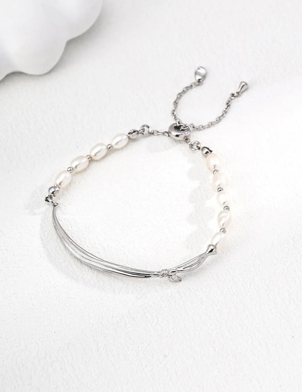 Silk Ribbon Pearl Bracelet-1
