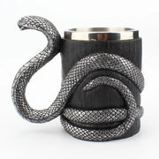 Silver Black Cobra Cup Stainless Steel Resin Double Layer Mug - Memoriex 