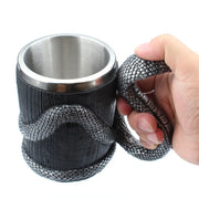 Silver Black Cobra Cup Stainless Steel Resin Double Layer Mug - Memoriex 