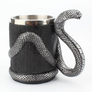 Silver Black Cobra Cup Stainless Steel Resin Double Layer Mug - Memoriex 