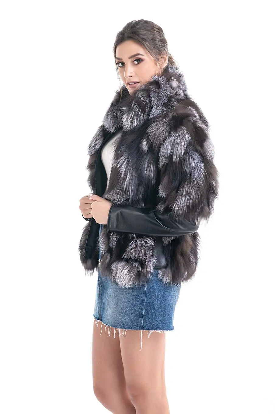 Silver Genuine Fox Fur Jacket-0