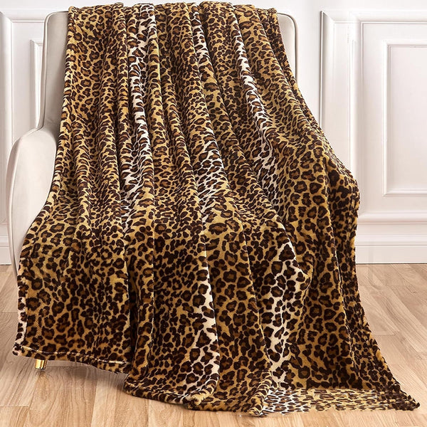 Simple Leopard Print Super Soft Thermal Flannel Blanket - Memoriex 