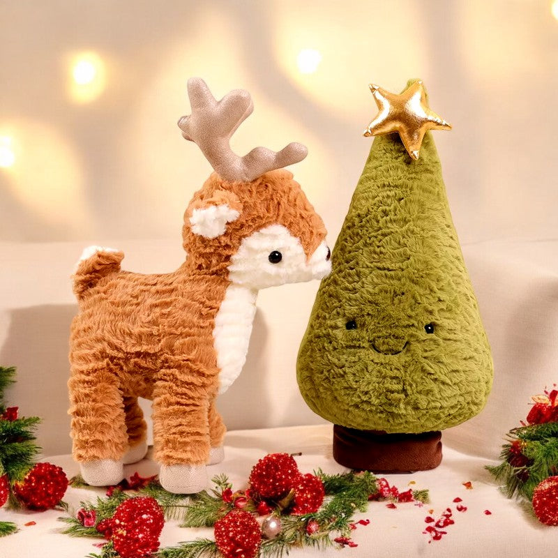 Simulation Christmas Tree & Moose Plush Toy-0