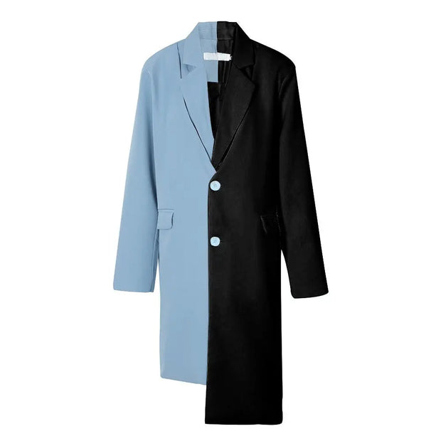 Single Breasted Color Matching Ladies Blazer Coat - Memoriex 