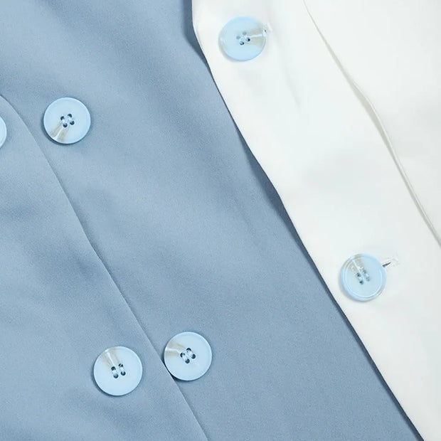 Single Breasted Color Matching Ladies Blazer Coat - Memoriex 