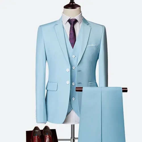 Slim Fit Tuxedo Men Formal Business Work Wear Suits Set (Jacket +Pants +Vest) - Memoriex 