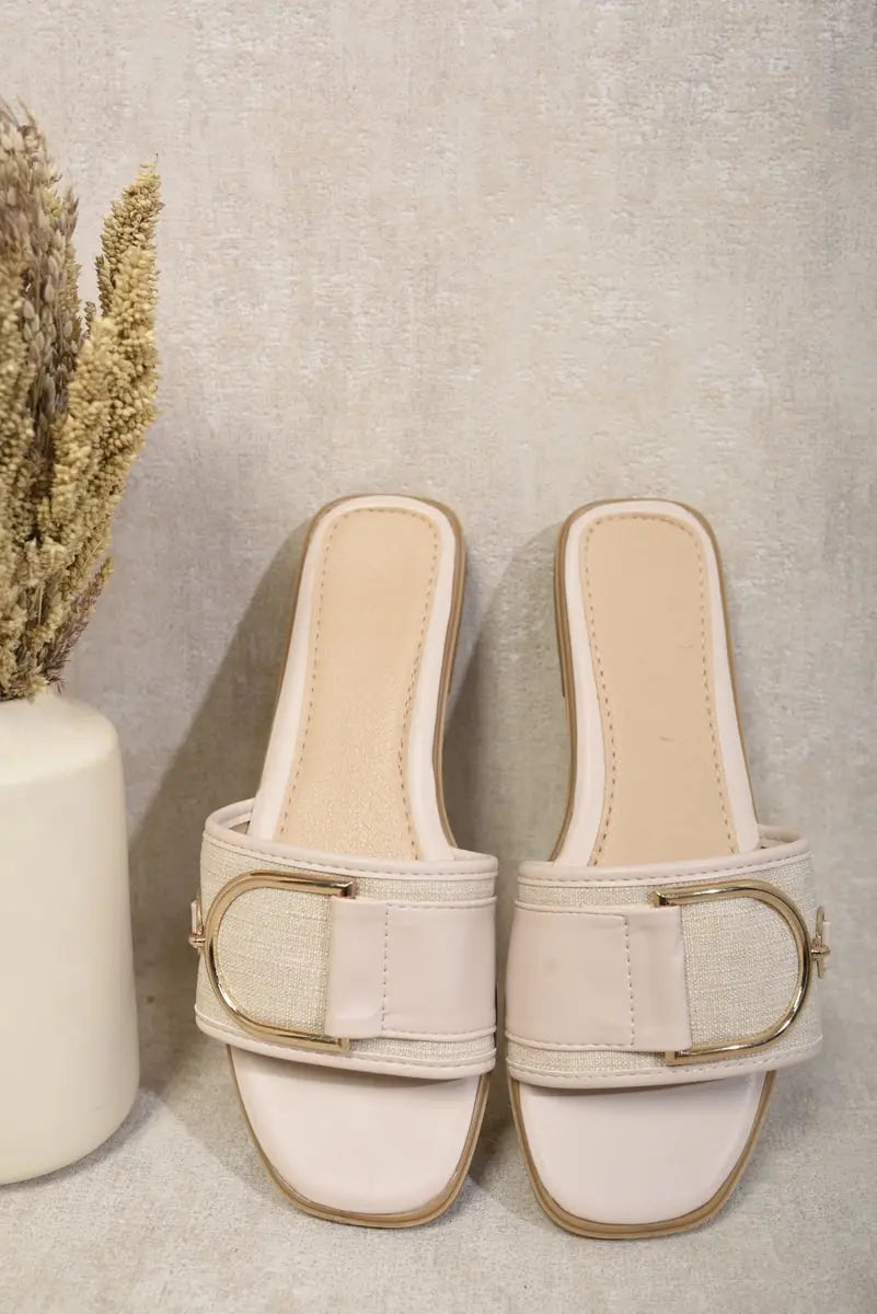 Slip On Buckle Strap Flat Sandals-3