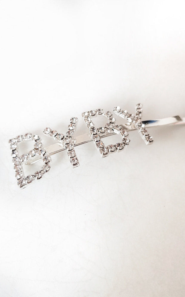 Slogan Diamante Detail Hair Clip - Memoriex 