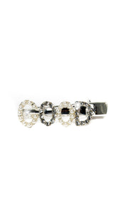 Slogan Diamante and Pearl Hair Clip - Memoriex 