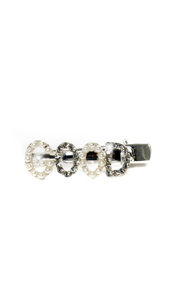 Slogan Diamante and Pearl Hair Clip - Memoriex 