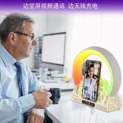 Smart Tuya APP Sunrise Flame Mountain Alarm Clock Night Lights 15W Wireless Charing BT Speaker White Noise LED Table Lamp - Memoriex 