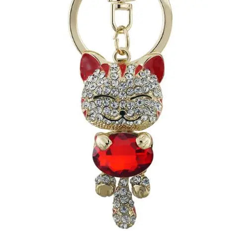 Smile Cat Crystal Rhinestone Keyrings Key Chains - Memoriex 
