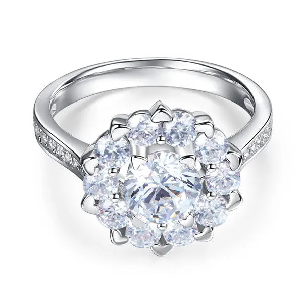 Snowflake 925 Sterling Silver Wedding Promise Anniversary Ring 1 Ct Created Diamond XFR8265-2