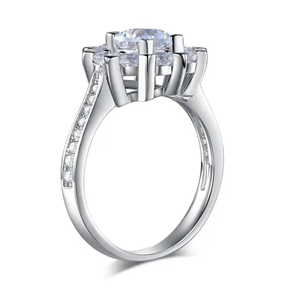 Snowflake 925 Sterling Silver Wedding Promise Anniversary Ring 1 Ct Created Diamond XFR8265-3