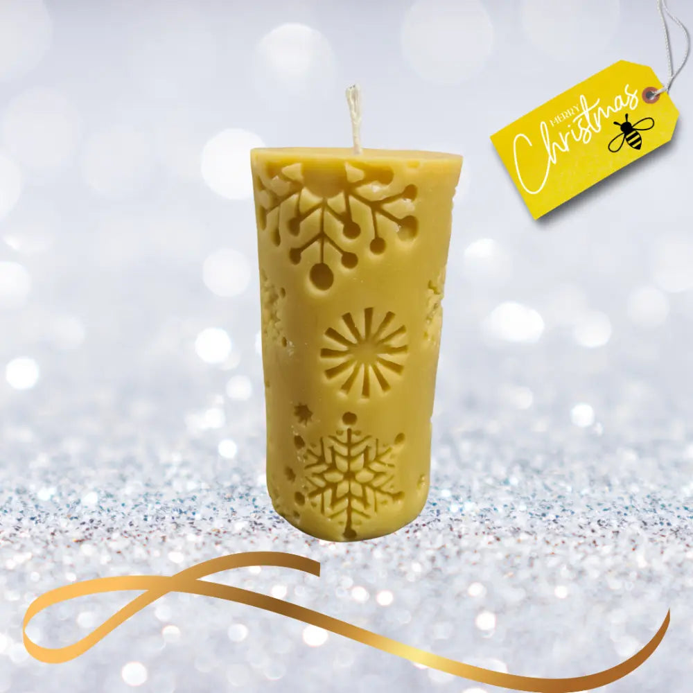 Snowflake Design Christmas Beeswax Candle-0