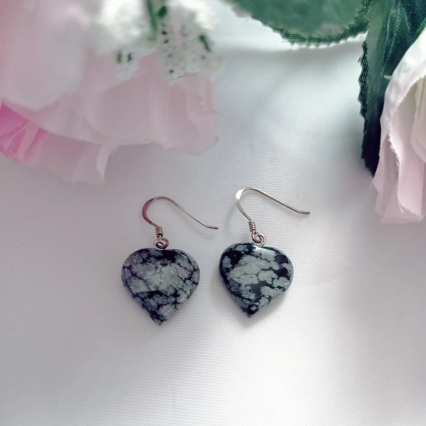 Snowflake Obsidian Drop Earrings - Memoriex