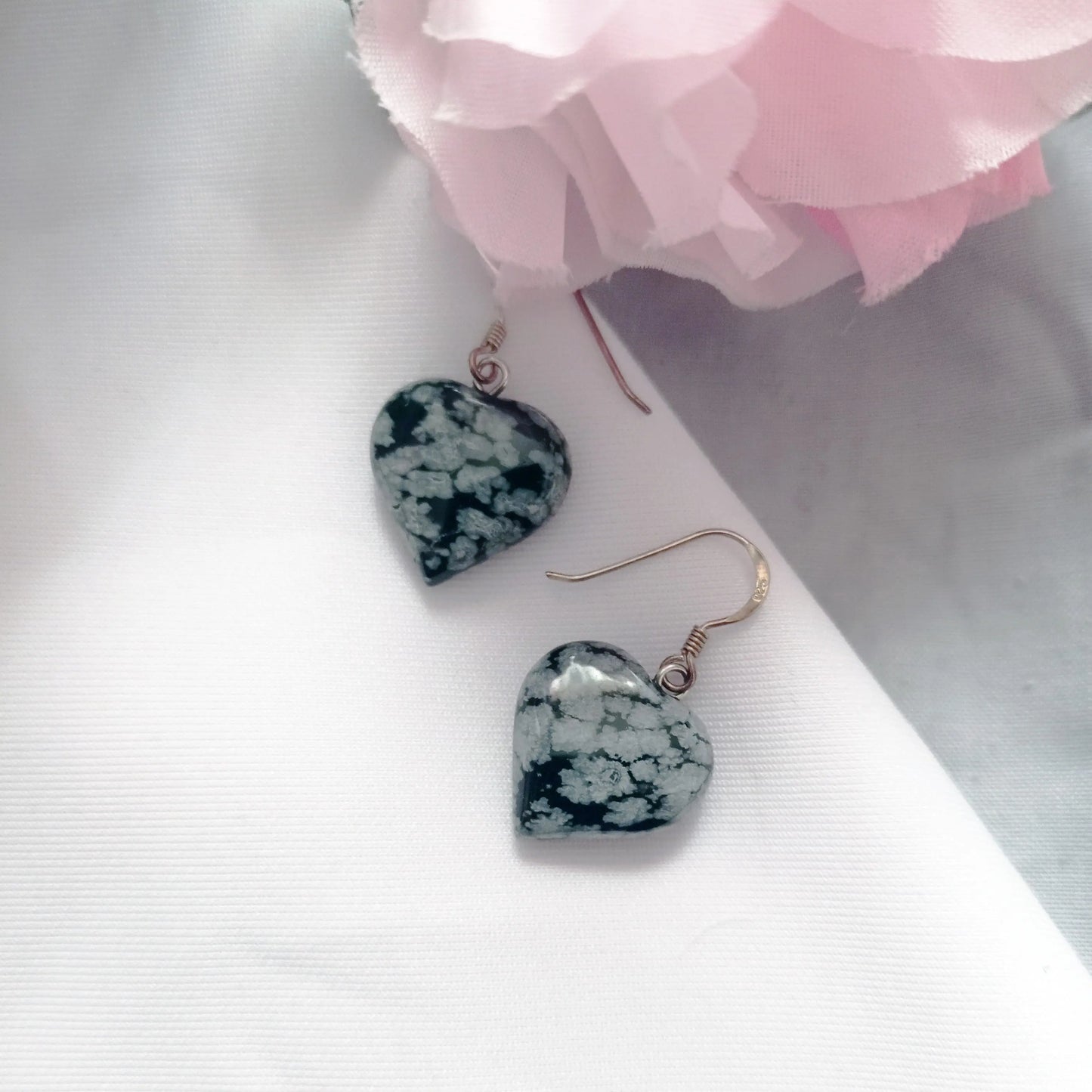 Snowflake Obsidian Drop Earrings - Memoriex