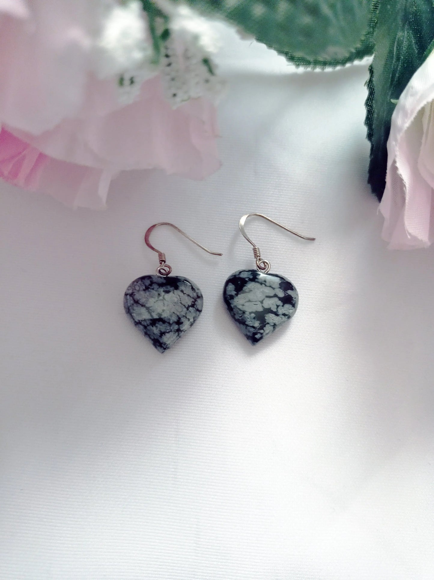 Snowflake Obsidian Drop Earrings - Memoriex