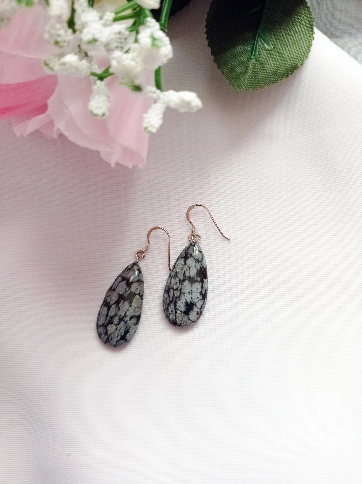 Snowflake Obsidian Earrings - Memoriex