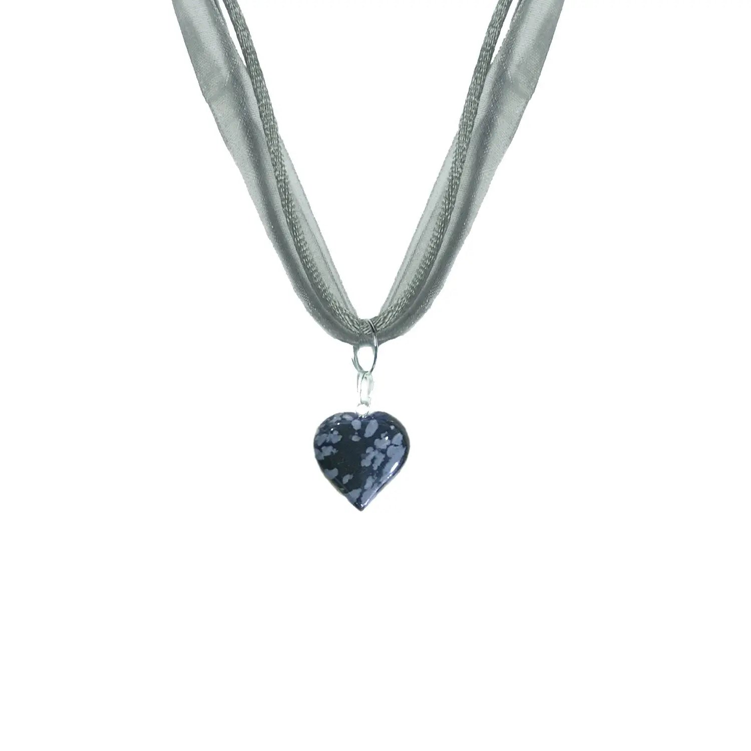 Snowflake Obsidian Heart Necklace - Memoriex