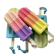 Soap Sponge on a Rope in a Jumbo Lolly Shaped Sponge Fragranced with Orange and Lemongrass, Lolly Soap on a Rope, Red Orange and Yellow - Memoriex 