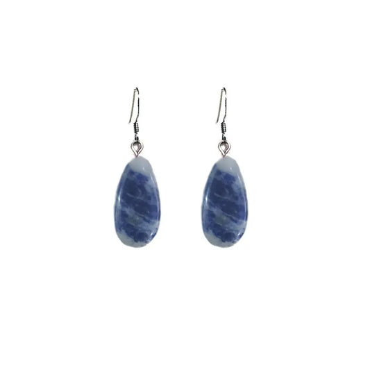 Sodalite Drop Earrings, Sterling Silver Earrings, Sodalite Gemstone - Memoriex 