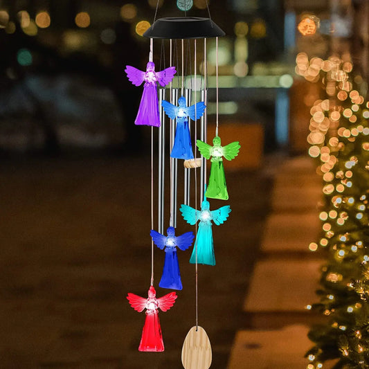 Solar Power Angel Wind Chimes-0