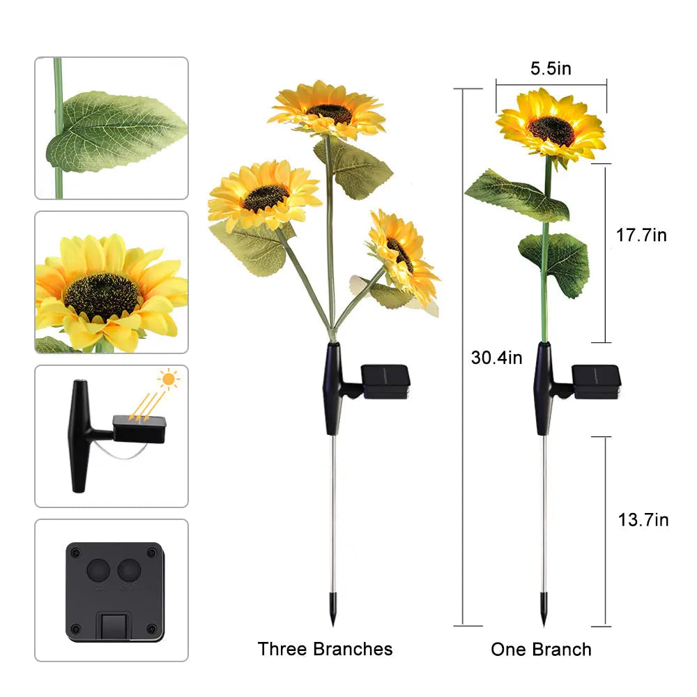 Solar Powered Sunflower Flowers Lights(2 Packs)-3