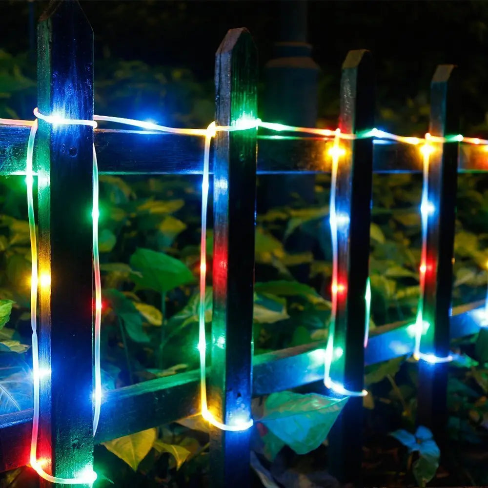 Solar Rope Lights Outdoor Lights, 8 Modes Clear Tube 200 LED Fairy String Lights 65.6FT-4