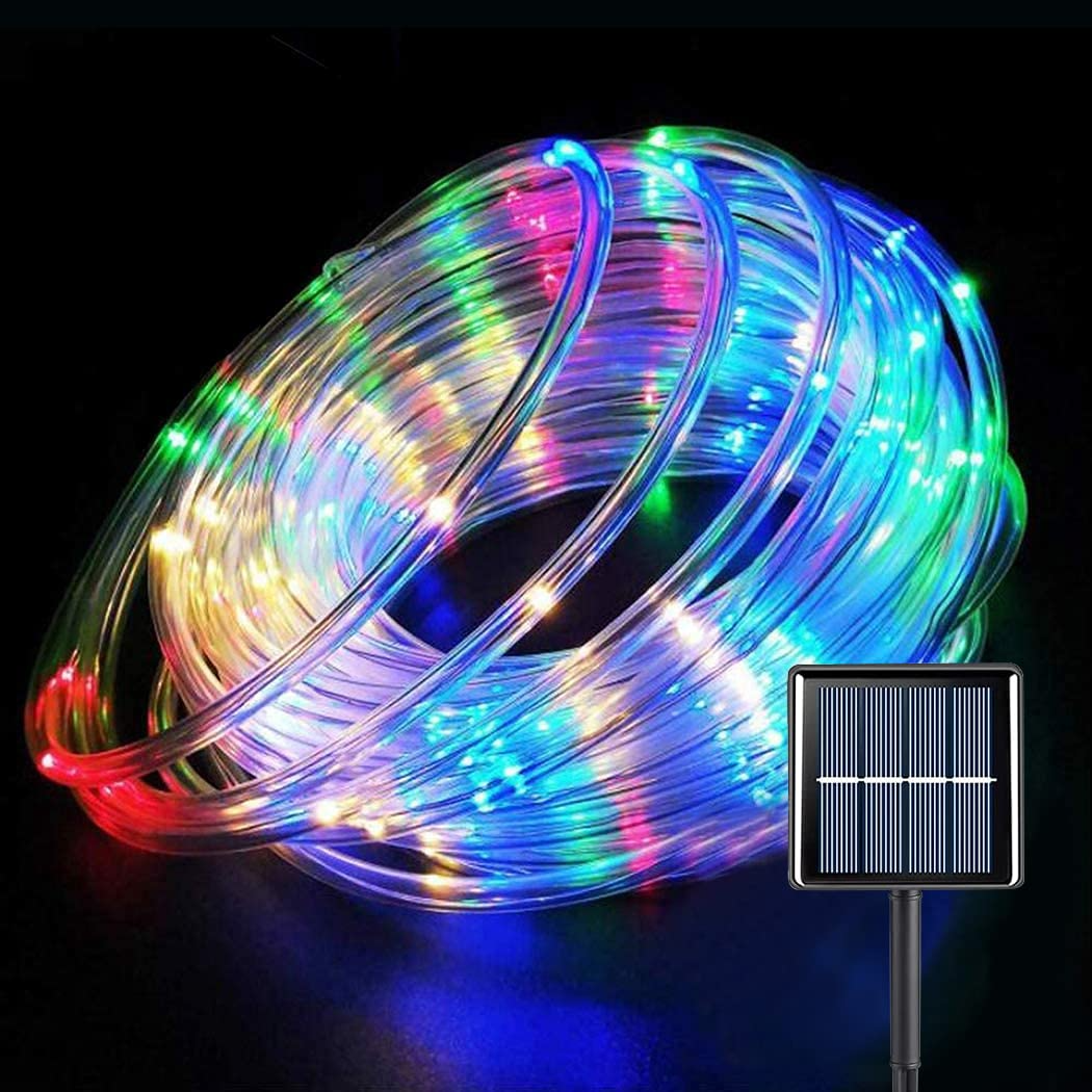 Solar Rope Lights Outdoor Lights, 8 Modes Clear Tube 200 LED Fairy String Lights 65.6FT-0