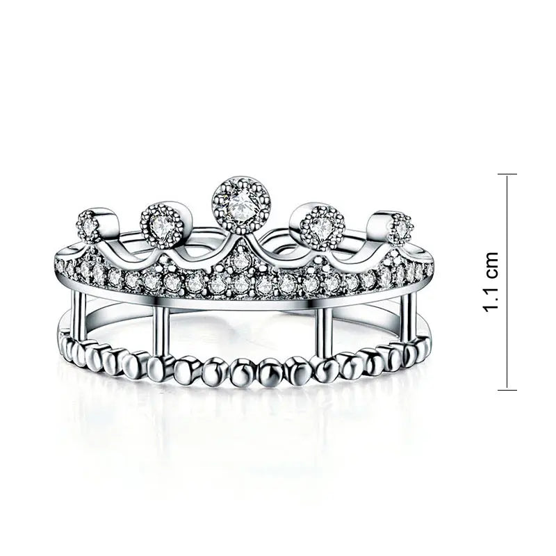 Solid 925 Sterling Silver Ring Crown Shape Created Diamond for Lady Trendy Stylish Jewelry XFR8277-4