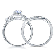 Solid 925 Sterling Silver Wedding Engagement Ring Set Anniversary Art Deco 1 Ct XFR8269 - Memoriex 