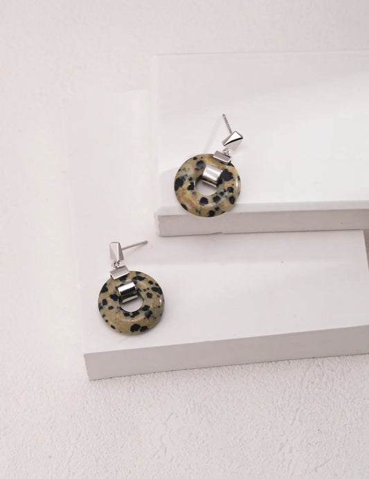 Speckled Stone Hoops Earrings-0