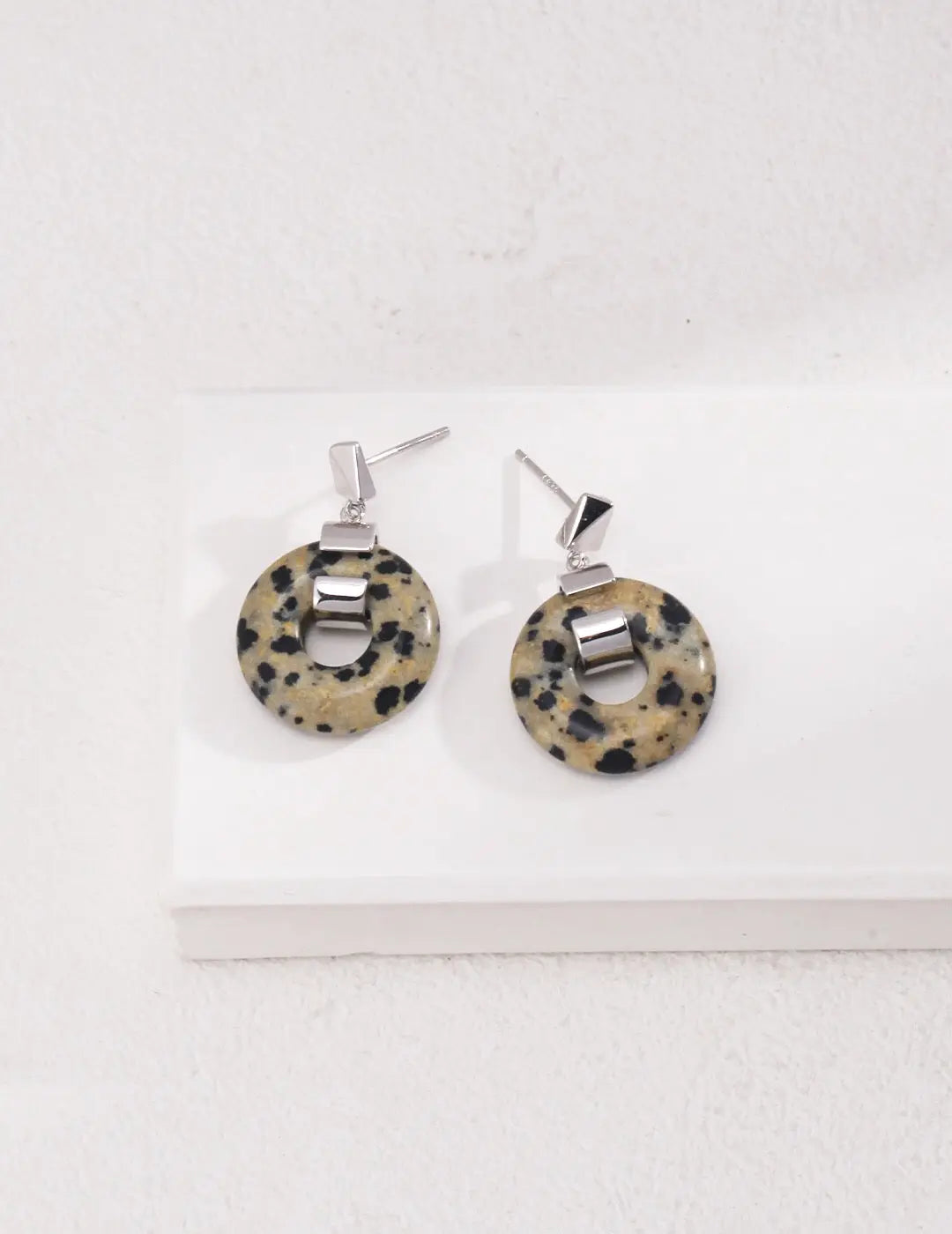 Speckled Stone Hoops Earrings-1